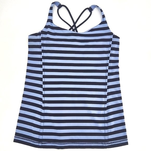 lululemon athletica Tops - Lululemon Free To Be Tank Top Womens Size 8 Stripe Polar Haze Black Blue
